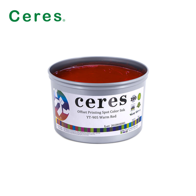 উচ্চ অস্বচ্ছতা সহ দ্রুত শুকানোর YT-905 উষ্ণ লাল প্যান্টোন স্পট কালার অফসেট প্রিন্টিং কালি